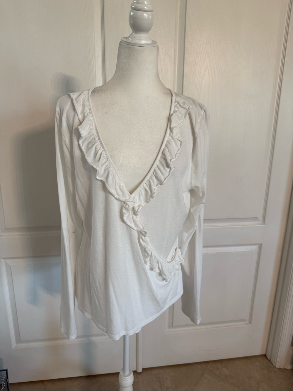 Lilly Pulitzer White Ruffle Wrap-Front Blouse